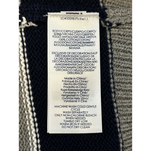 Mens Chaps Blue Gray Striped Sweater Pullover Crew Neck Classic Preppy Rugby XL - Picture 10 of 11